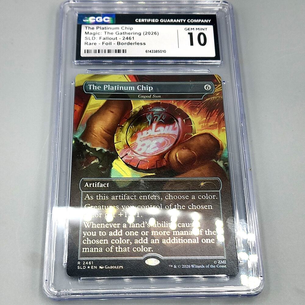 CGC Grd Gem Mint 10 MTG The Platinum Chip SLD Fallout 2461 Rare Foil Borderless